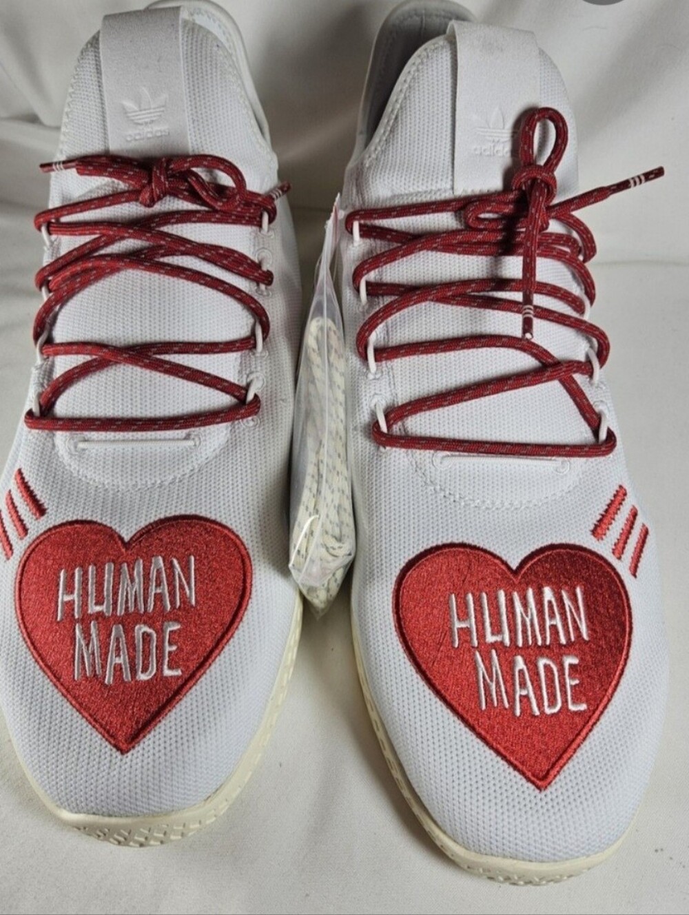 adidas White Sneakers with Red Heart 'HUMAN MADE' Embroidery